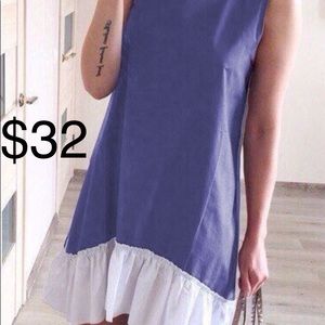 Splicing ruffled sleeveless dress